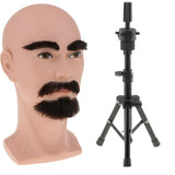 Maxbell Male Cosmetology Beard Mannequin Manikin Head for Wig Making w/ Tripod Stand