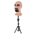 Maxbell Male Cosmetology Beard Mannequin Manikin Head for Wig Making w/ Tripod Stand