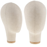 Maxbell 2pcs Mannequin Canvas Block Head Wig Toupee Hat Display W/ Mount Hole 21"