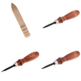Maxbell 3pcs Leathercraft Edge Beveler Skiving Craft Tool with Wood Burnisher