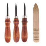 Maxbell 3pcs Leathercraft Edge Beveler Skiving Craft Tool with Wood Burnisher