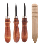Maxbell 3pcs Leathercraft Edge Beveler Skiving Craft Tool with Wood Burnisher