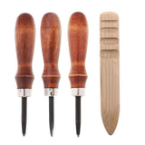Maxbell 3pcs Leathercraft Edge Beveler Skiving Craft Tool with Wood Burnisher