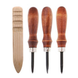 Maxbell 3pcs Leathercraft Edge Beveler Skiving Craft Tool with Wood Burnisher