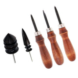 Maxbell 3pcs Leathercraft Edge Beveler Skiving Craft Tool with 2pcs Grinding Head