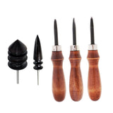 Maxbell 3pcs Leathercraft Edge Beveler Skiving Craft Tool with 2pcs Grinding Head