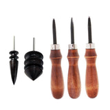 Maxbell 3pcs Leathercraft Edge Beveler Skiving Craft Tool with 2pcs Grinding Head