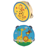 Maxbell 2 Pieces Wood Tambourines Drum Bell Toy Kid Hand Toy for Children Gift