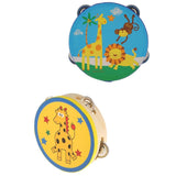 Maxbell 2 Pieces Wood Tambourines Drum Bell Toy Kid Hand Toy for Children Gift