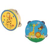 Maxbell 2 Pieces Wood Tambourines Drum Bell Toy Kid Hand Toy for Children Gift