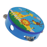 Maxbell 2 Pieces Wood Tambourines Drum Bell Toy Kid Hand Toy for Children Gift