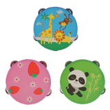 Maxbell 2 Pieces Wood Tambourines Drum Bell Toy Kid Hand Toy for Children Gift