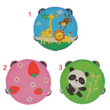 Maxbell 2 Pieces Wood Tambourines Drum Bell Toy Kid Hand Toy for Children Gift