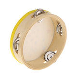 Maxbell 2 Pieces Wood Tambourines Drum Bell Toy Kid Hand Toy for Children Gift
