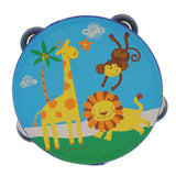 Maxbell 2 Pieces Wood Tambourines Drum Bell Toy Kid Hand Toy for Children Gift