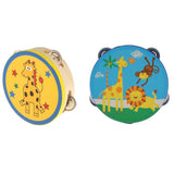 Maxbell 2 Pieces Wood Tambourines Drum Bell Toy Kid Hand Toy for Children Gift