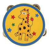 Maxbell 2 Pieces Wood Tambourines Drum Bell Toy Kid Hand Toy for Children Gift