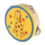 Maxbell 2 Pieces Wood Tambourines Drum Bell Toy Kid Hand Toy for Children Gift