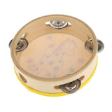 Maxbell 2 Pieces Wood Tambourines Drum Bell Toy Kid Hand Toy for Children Gift