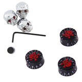 Maxbell 3 Pcs Metal Skull Volume Knobs+3 Pcs Speed Control Knobs for Electric Guitar