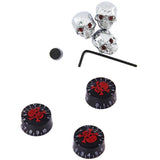 Maxbell 3 Pcs Metal Skull Volume Knobs+3 Pcs Speed Control Knobs for Electric Guitar