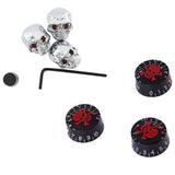 Maxbell 3 Pcs Metal Skull Volume Knobs+3 Pcs Speed Control Knobs for Electric Guitar