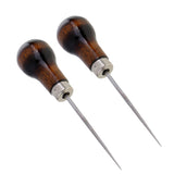 Maxbell 2Pcs Wood Handle Leather Craft Awl Sewing Punching Hole Pin Stitching Tool