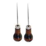 Maxbell 2Pcs Wood Handle Leather Craft Awl Sewing Punching Hole Pin Stitching Tool