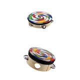 Maxbell Hand Held Tambourine Drum Bell Metal Jingles Musical Educational Toy 4''+8''