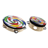 Maxbell Hand Held Tambourine Drum Bell Metal Jingles Musical Educational Toy 4''+8''