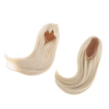 Maxbell 2 Pieces 1/3 BJD Dolls Wig Long Straight Hair for Dollfie DIY Light Gold