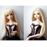 Maxbell 2 Pieces 1/3 BJD Dolls Wig Long Straight Hair for Dollfie DIY Light Gold