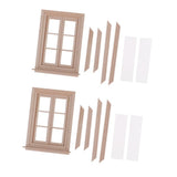 Maxbell 1/12 Dollhouse Miniature Unpainted Wooden 6-Pane Double Window Frame 2 Set