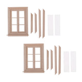 Maxbell 1/12 Dollhouse Miniature Unpainted Wooden 6-Pane Double Window Frame 2 Set