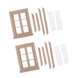 Maxbell 1/12 Dollhouse Miniature Unpainted Wooden 6-Pane Double Window Frame 2 Set