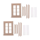 Maxbell 1/12 Dollhouse Miniature Unpainted Wooden 6-Pane Double Window Frame 2 Set