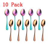 Maxbell 10x Stainless Steel Cutlery Table Dinner Soup Tea Spoon Colorful Rose Gold