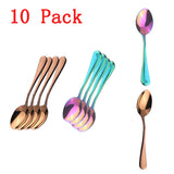 Maxbell 10x Stainless Steel Cutlery Table Dinner Soup Tea Spoon Colorful Rose Gold