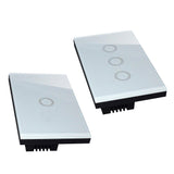 Maxbell 2Pcs 1 Way Touch Wall Control Light Switch Crystal Glass Panel 1 Gang 3 Gang