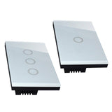 Maxbell 2Pcs 1 Way Touch Wall Control Light Switch Crystal Glass Panel 1 Gang 3 Gang