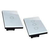 Maxbell 2Pcs 1 Way Touch Wall Control Light Switch Crystal Glass Panel 1 Gang 3 Gang