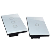 Maxbell 2Pcs 1 Way Touch Wall Control Light Switch Crystal Glass Panel 1 Gang 3 Gang