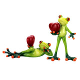 Maxbell 2x Resin 3D Craft Frog Figurine Office Desktop Decoration Collectible Gift