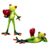 Maxbell 2x Resin 3D Craft Frog Figurine Office Desktop Decoration Collectible Gift