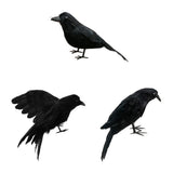 Maxbell 3x Artificial Realistic Birds Ravens Crows for Garden Halloween Decoration