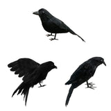 Maxbell 3x Artificial Realistic Birds Ravens Crows for Garden Halloween Decoration