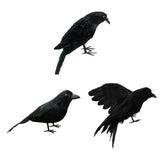 Maxbell 3x Artificial Realistic Birds Ravens Crows for Garden Halloween Decoration