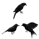 Maxbell 3x Artificial Realistic Birds Ravens Crows for Garden Halloween Decoration