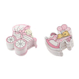 Maxbell 20x Wooden Pink Baby Carriage & Pony Embellishments Card Making Baby Shower