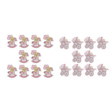 Maxbell 20x Wooden Pink Baby Carriage & Pony Embellishments Card Making Baby Shower